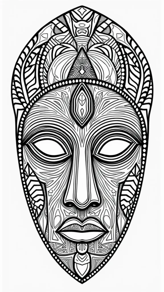 african mask coloring page